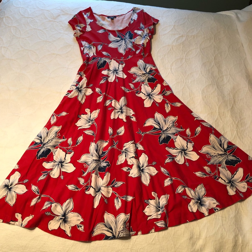 Chaps by Ralph Lauren red floral dress